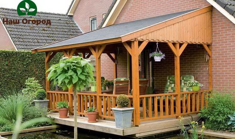 An open veranda attached to the building